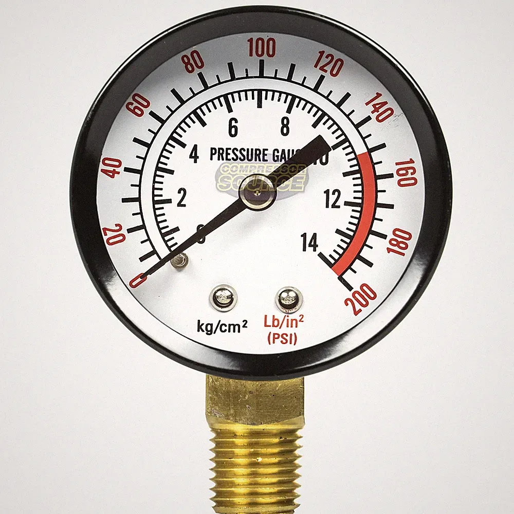 Rolair 200 PSI Air Compressor Gauge GA0250200GC Side Mount Replacement 1/4"